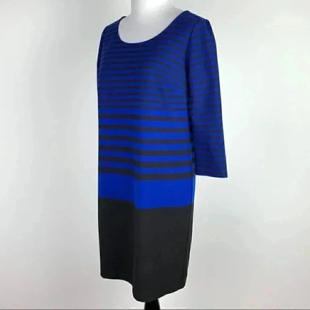 Ann Taylor dress size SP black blue striped pencil - Picture 6 of 10